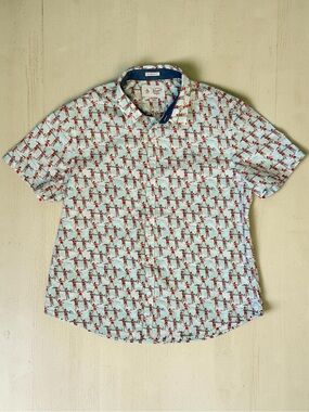 Original Penguin Short-Sleeve Button-Up Shirt With Water Skier Graphics Men XXL